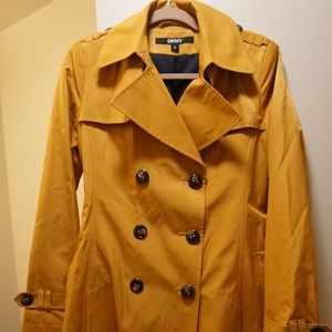 DKNY - S - Women’s Yellow Raincoat / Trench Coat